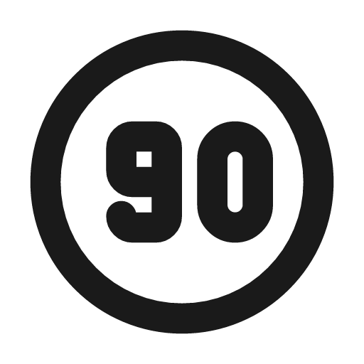 Time duration 90 icon, line style, from Tabler Icons