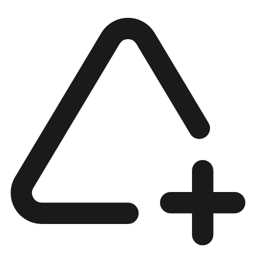 Triangle plus 2 icon, line style, from Tabler Icons