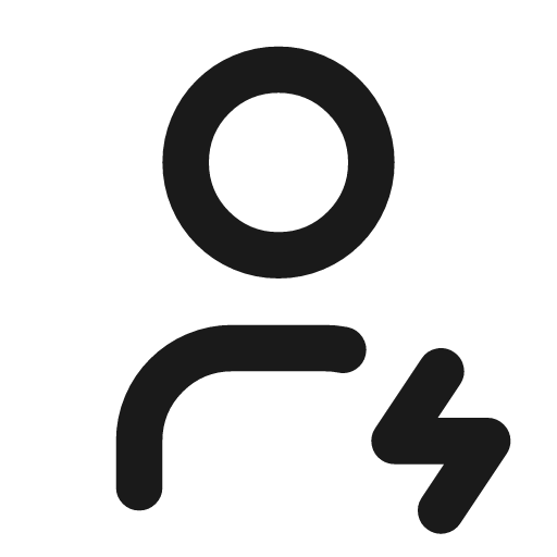 User bolt icon, line style, from Tabler Icons