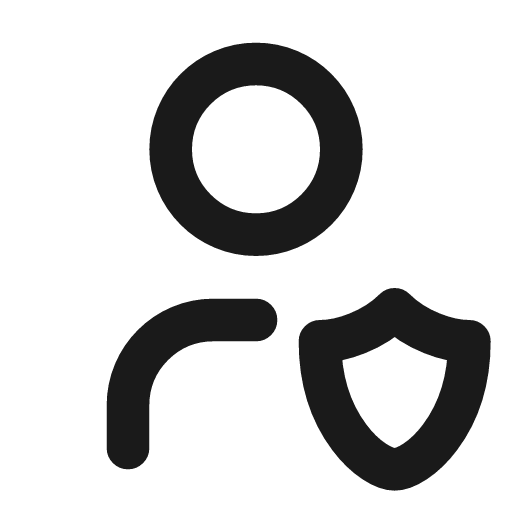 User shield icon, line style, from Tabler Icons