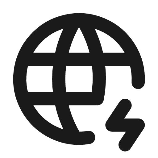 World bolt icon, line style, from Tabler Icons
