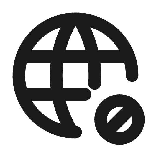 World cancel icon, line style, from Tabler Icons