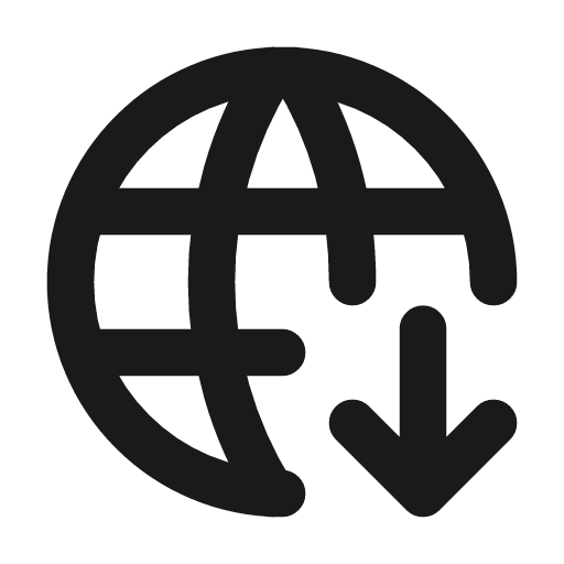 World download icon, line style, from Tabler Icons