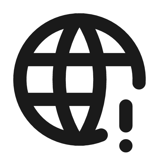World exclamation icon, line style, from Tabler Icons