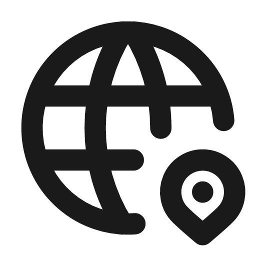 World pin icon, line style, from Tabler Icons