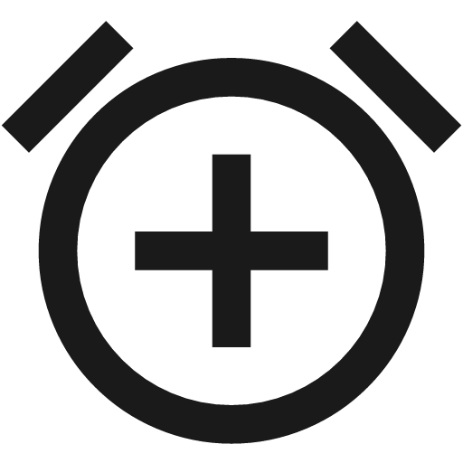 Alarm add icon, line style, from TDesign Icons
