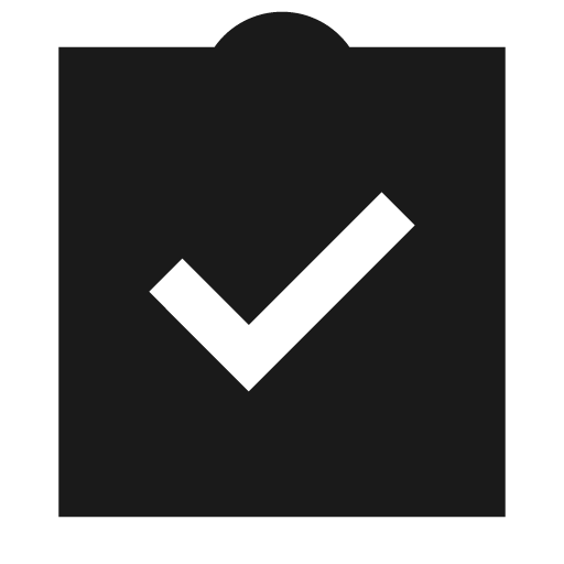 Assignment checked filled icon, filled style, from TDesign Icons