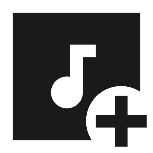 Music rectangle add filled icon, filled style, from TDesign Icons