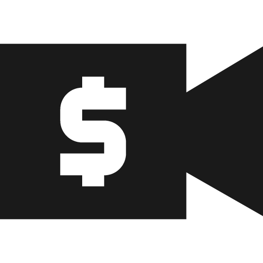 Video camera dollar filled icon, filled style, from TDesign Icons