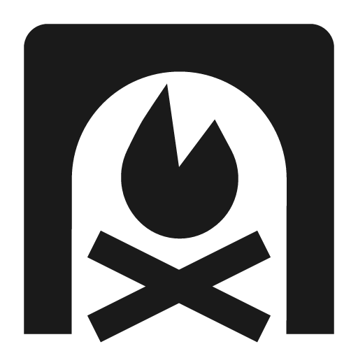 Fireplace icon, solid style, from Temaki