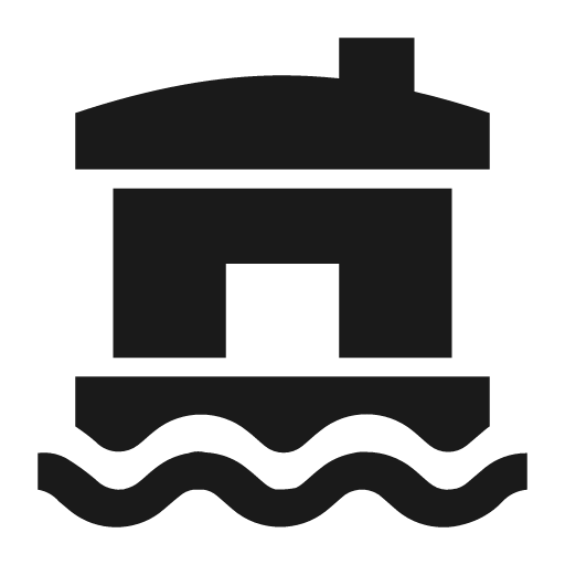Houseboat icon, solid style, from Temaki