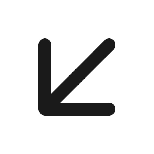Arrow down left icon, solid style, from Unicons