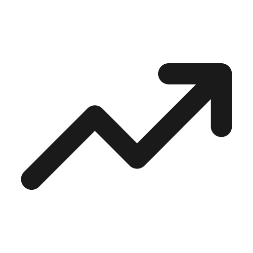 Arrow growth icon, solid style, from Unicons