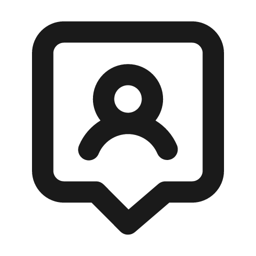 Chat bubble user icon, solid style, from Unicons