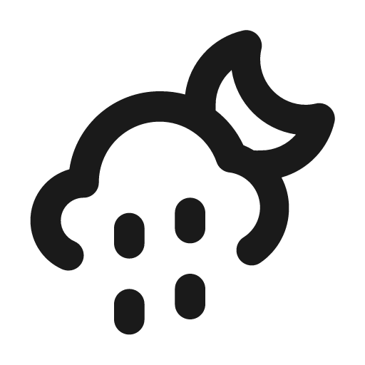Cloud moon rain icon, solid style, from Unicons