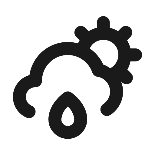 Cloud sun tear icon, solid style, from Unicons