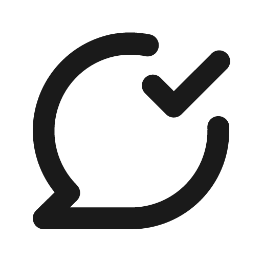 Comment check icon, solid style, from Unicons