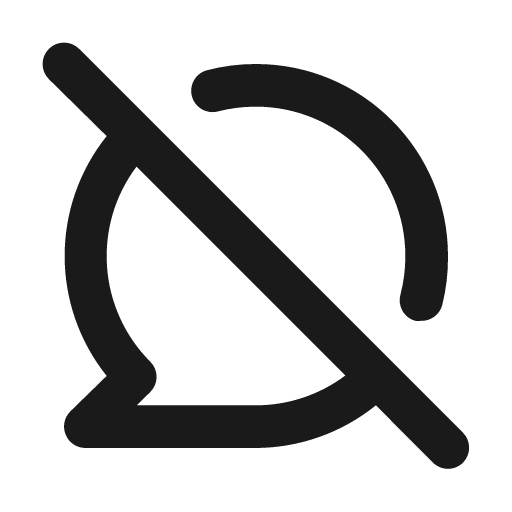 Comment slash icon, solid style, from Unicons