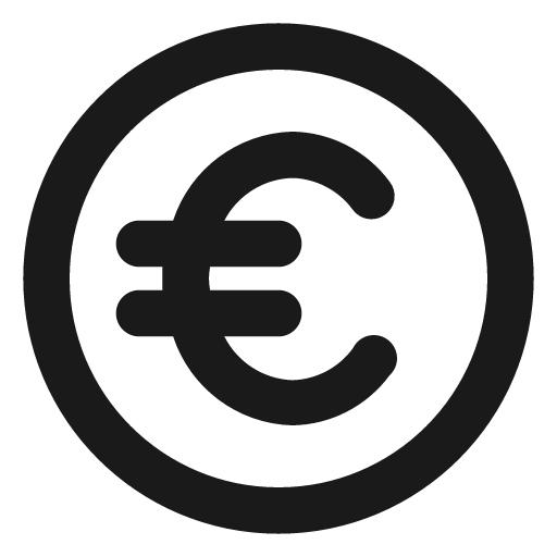 Euro circle icon, solid style, from Unicons