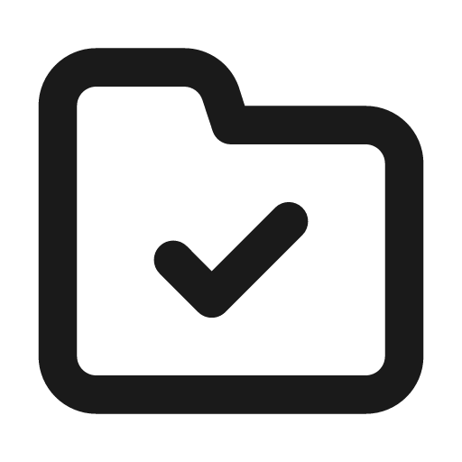 Folder check icon, solid style, from Unicons