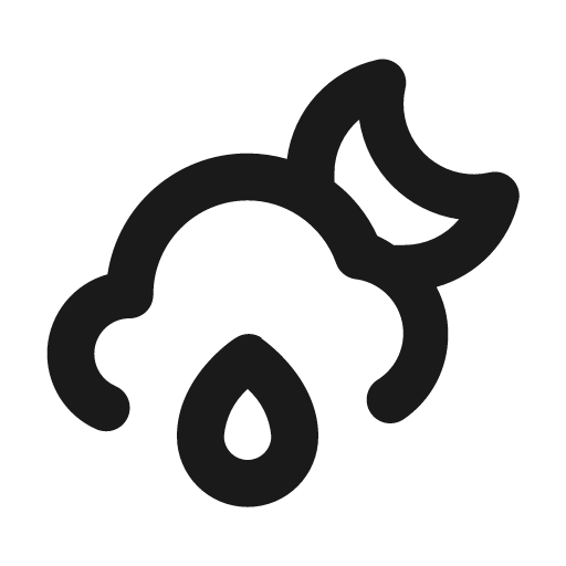 Forecastcloud moon tear icon, solid style, from Unicons