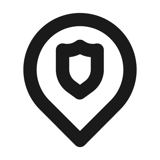 Map marker shield icon, solid style, from Unicons