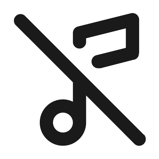 Music tune slash icon, solid style, from Unicons