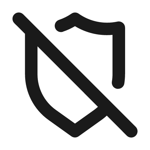 Shield slash icon, solid style, from Unicons