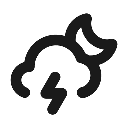 Thunderstorm moon icon, solid style, from Unicons