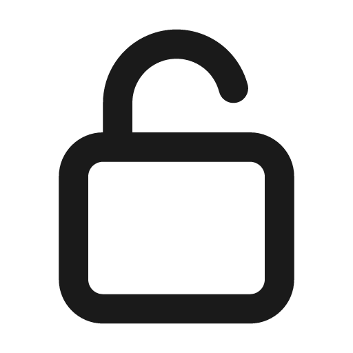Unlock icon, solid style, from Unicons