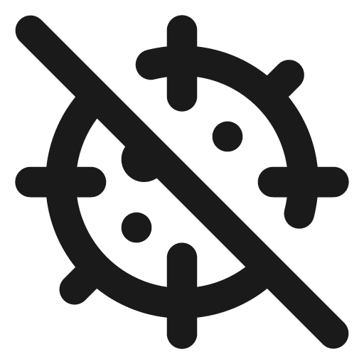 Virus slash icon, solid style, from Unicons