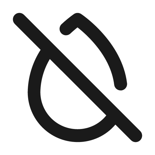 Water drop slash icon, solid style, from Unicons