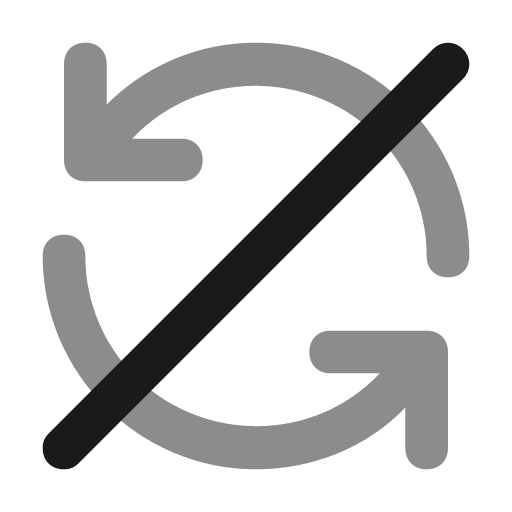 Sync slash icon, solid style, from Unicons Monochrome