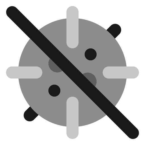 Virus slash icon, solid style, from Unicons Monochrome