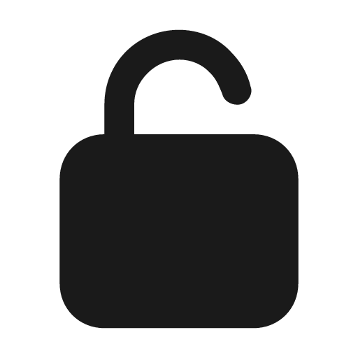 Unlock icon, solid style, from Unicons Solid