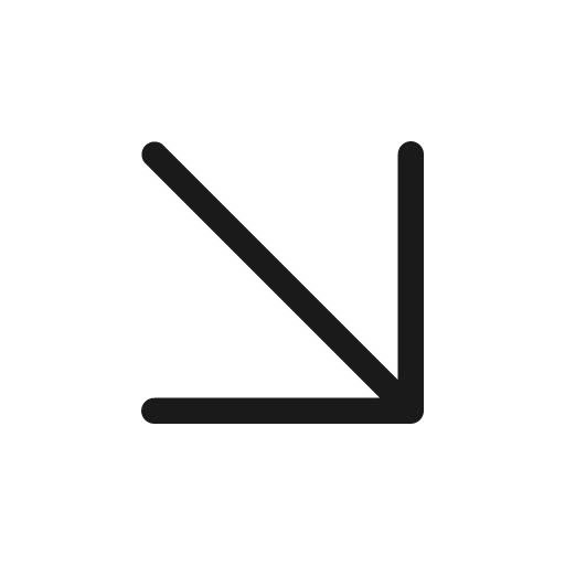 Arrow down right icon, solid style, from Unicons Thin Line