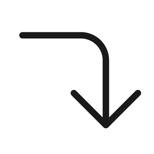 Corner right down icon, solid style, from Unicons Thin Line
