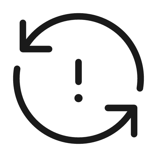 Sync exclamation icon, solid style, from Unicons Thin Line