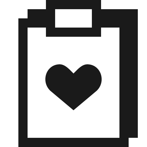 Clipboard heart icon, solid style, from Vaadin Icons