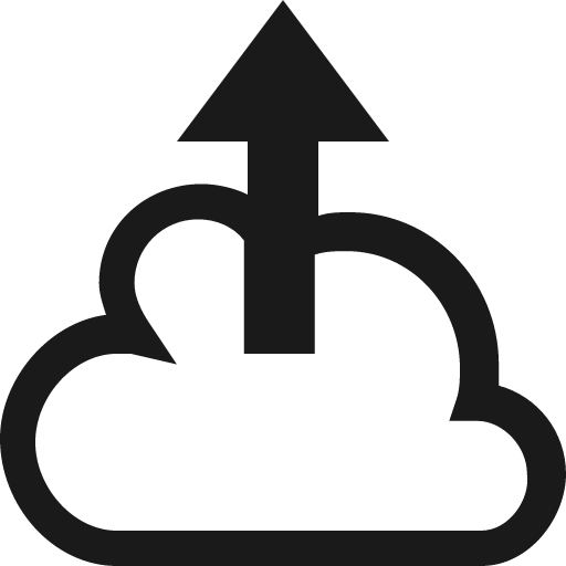 Cloud upload o icon, solid style, from Vaadin Icons