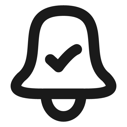Bell check icon, line style, from Vadivam