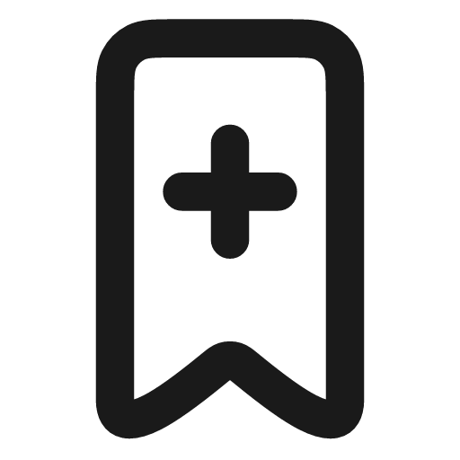 Bookmark plus icon, line style, from Vadivam