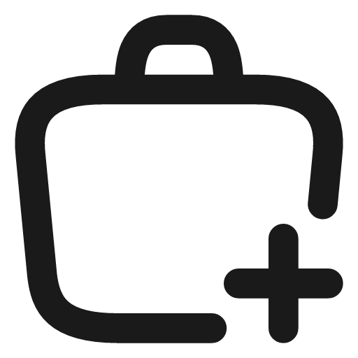 Briefcase plus icon, line style, from Vadivam