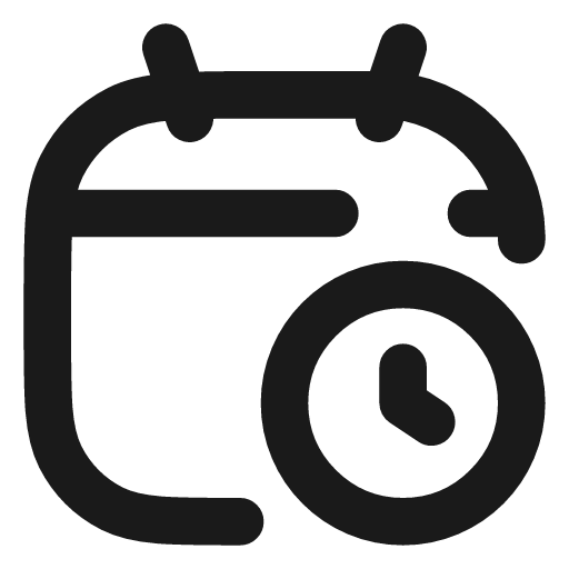 Calendar clock icon, line style, from Vadivam