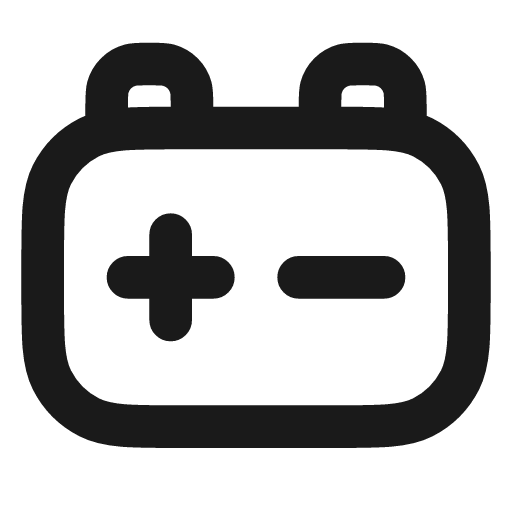 Car battery icon, line style, from Vadivam