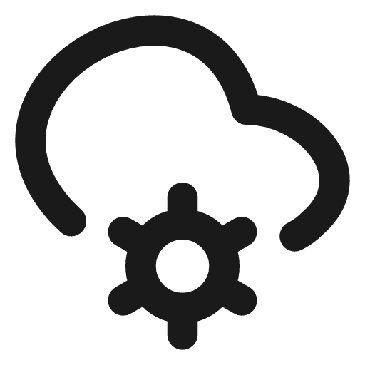 Cloud cog icon, line style, from Vadivam