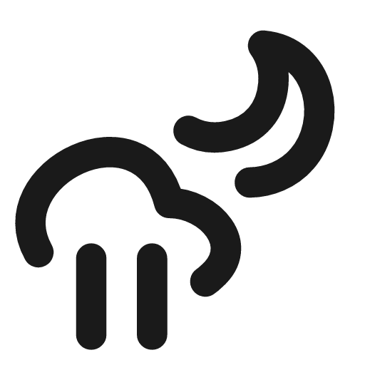 Cloud moon rain icon, line style, from Vadivam