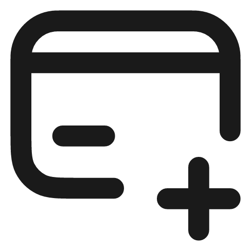 Credit card plus icon, line style, from Vadivam