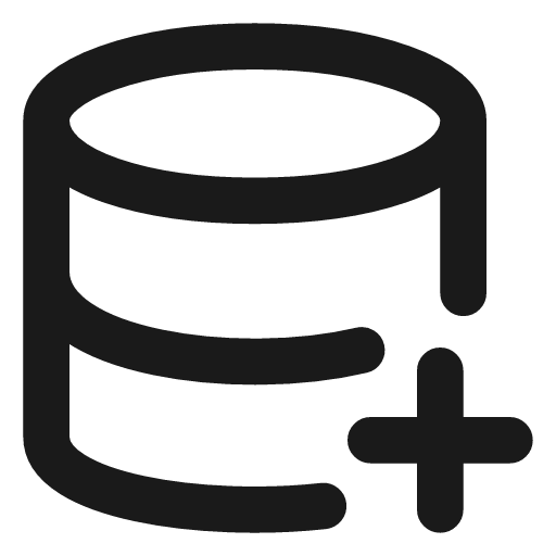 Database plus icon, line style, from Vadivam
