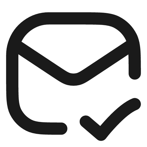 Mail check icon, line style, from Vadivam